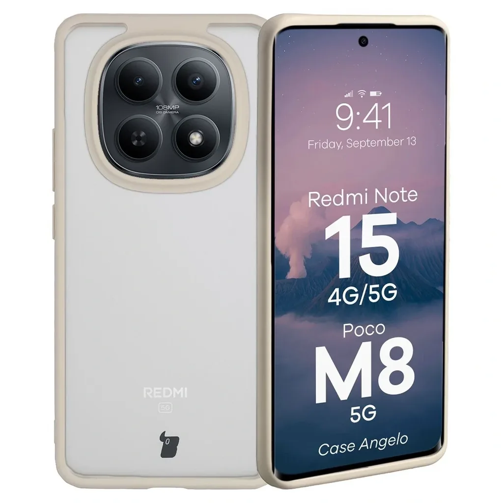 Kryt Bizon Case Angelo Xiaomi Redmi Note 15 / POCO M8 5G semi-transparent with a beige frame