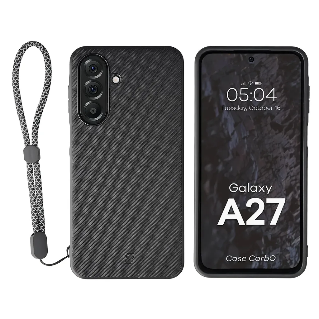 Kryt Bizon Case CarbO Lanyard & Magnetic Samsung Galaxy A27 5G, black
