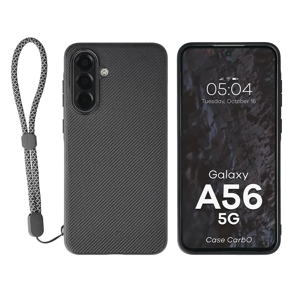 Kryt Bizon Case CarbO Lanyard & Magnetic Samsung Galaxy A56 5G, black