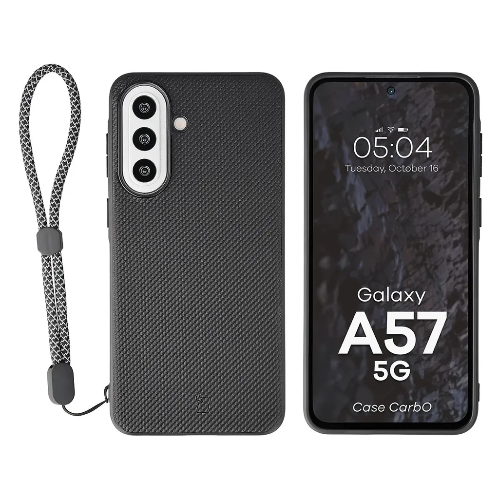 Kryt Bizon Case CarbO Lanyard & Magnetic Samsung Galaxy A57 5G, black