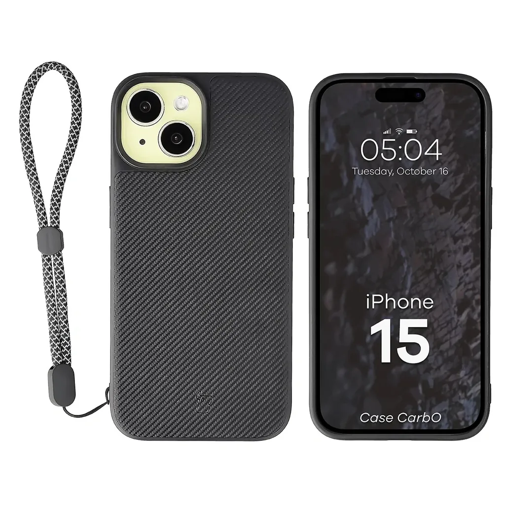 Kryt Bizon Case CarbO Magnetic Apple iPhone 15, black