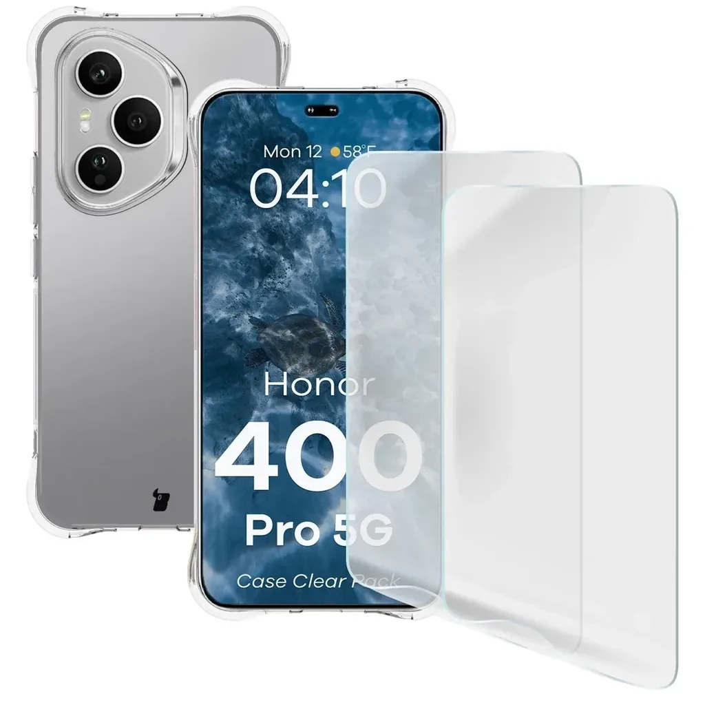 Kryt Bizon Case Clear Pack case + 2x screen film Honor 400 Pro
