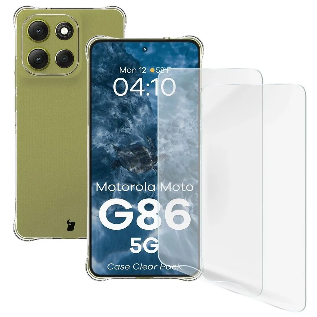 Kryt Bizon Case Clear Pack case + 2x screen film Motorola Moto G86 5G
