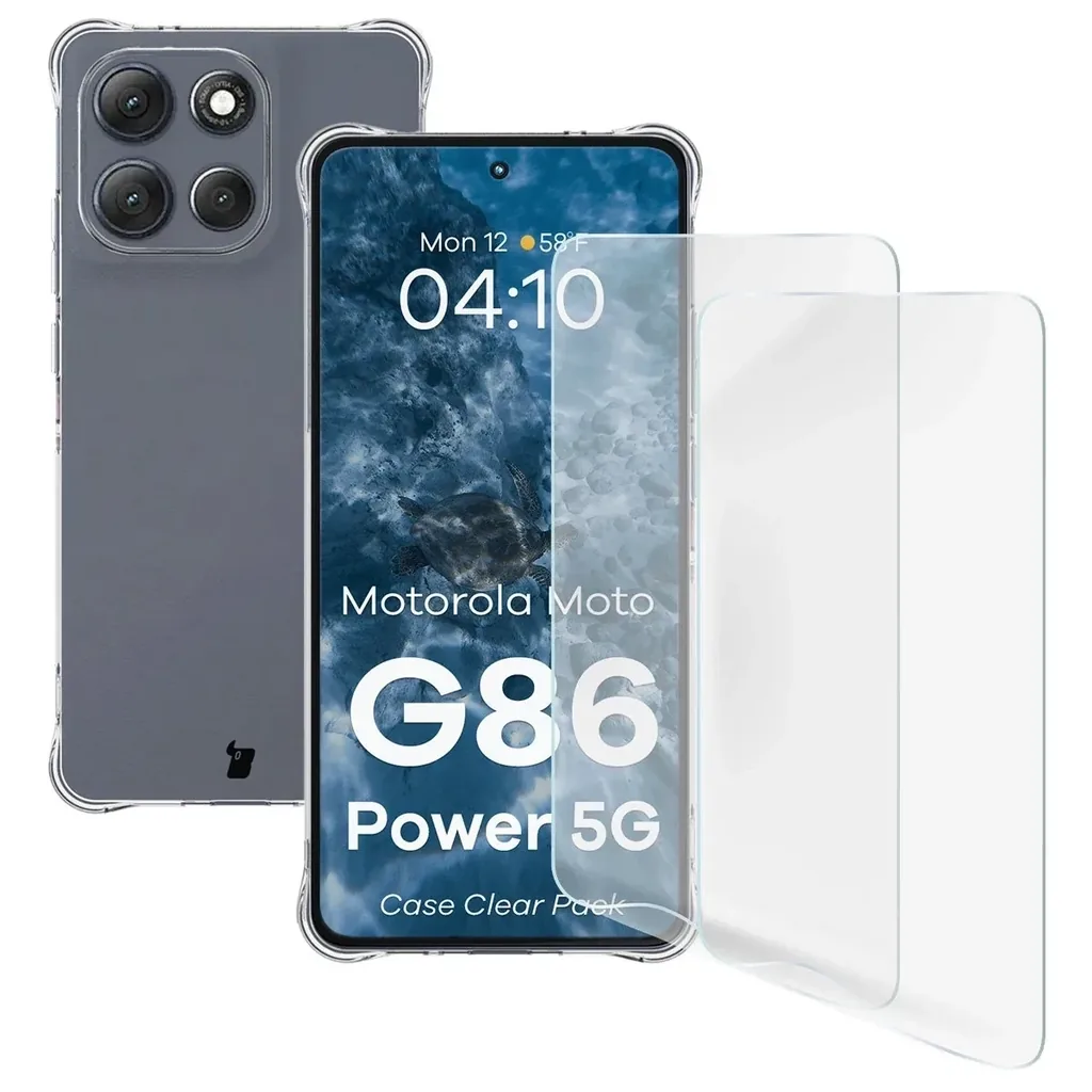Kryt Bizon Case Clear Pack case + 2x screen film Motorola Moto G86 Power 5G