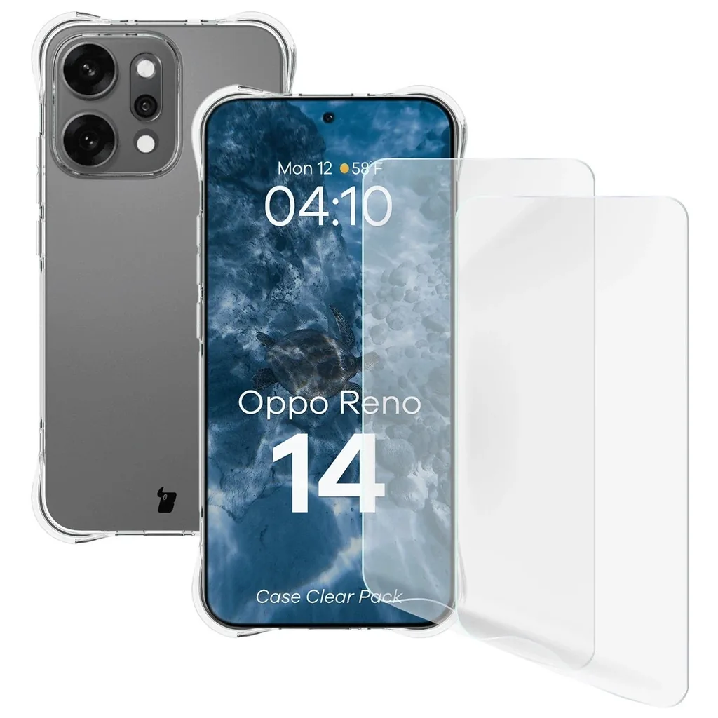 Kryt Bizon Case Clear Pack case + 2x screen film Oppo Reno 14