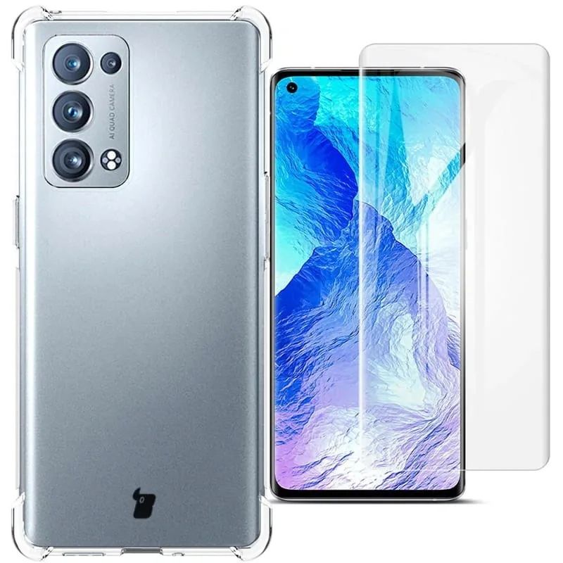 Kryt Bizon Case Clear Pack case + 2x screen film Oppo Reno 6 Pro 5G clear