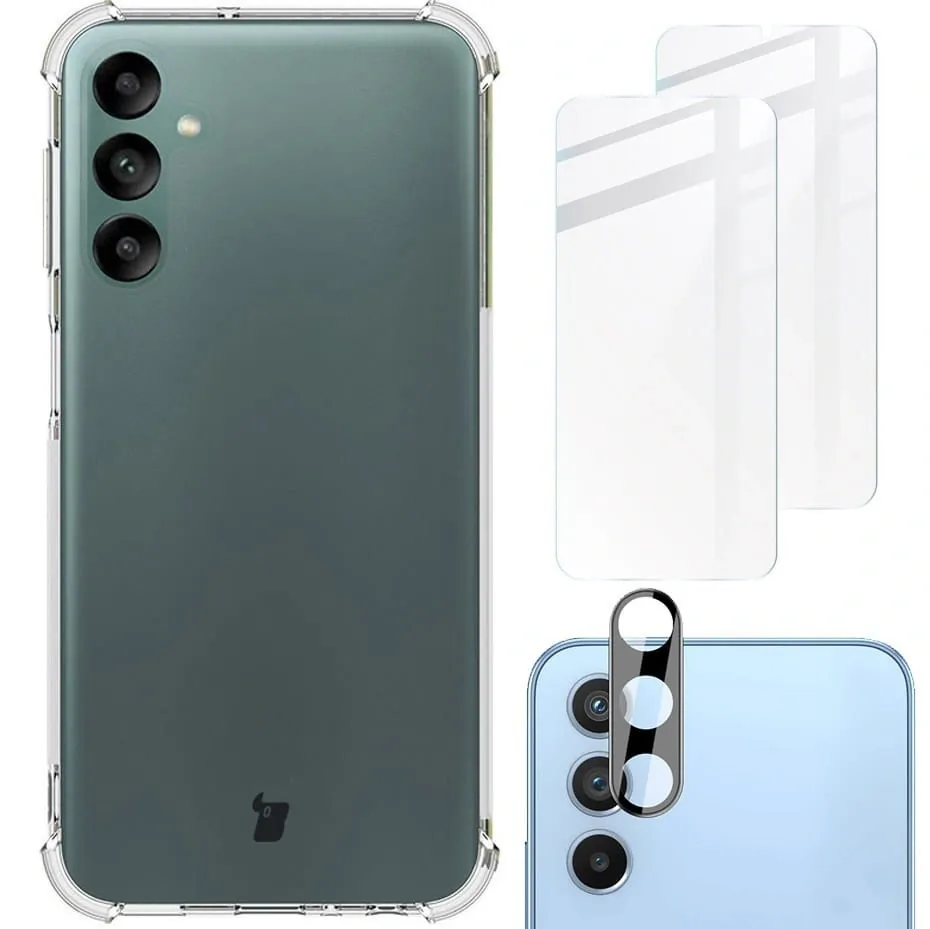 Kryt Bizon Case Clear Pack case + 2x screen glass + lens glass Samsung Galaxy A24 clear
