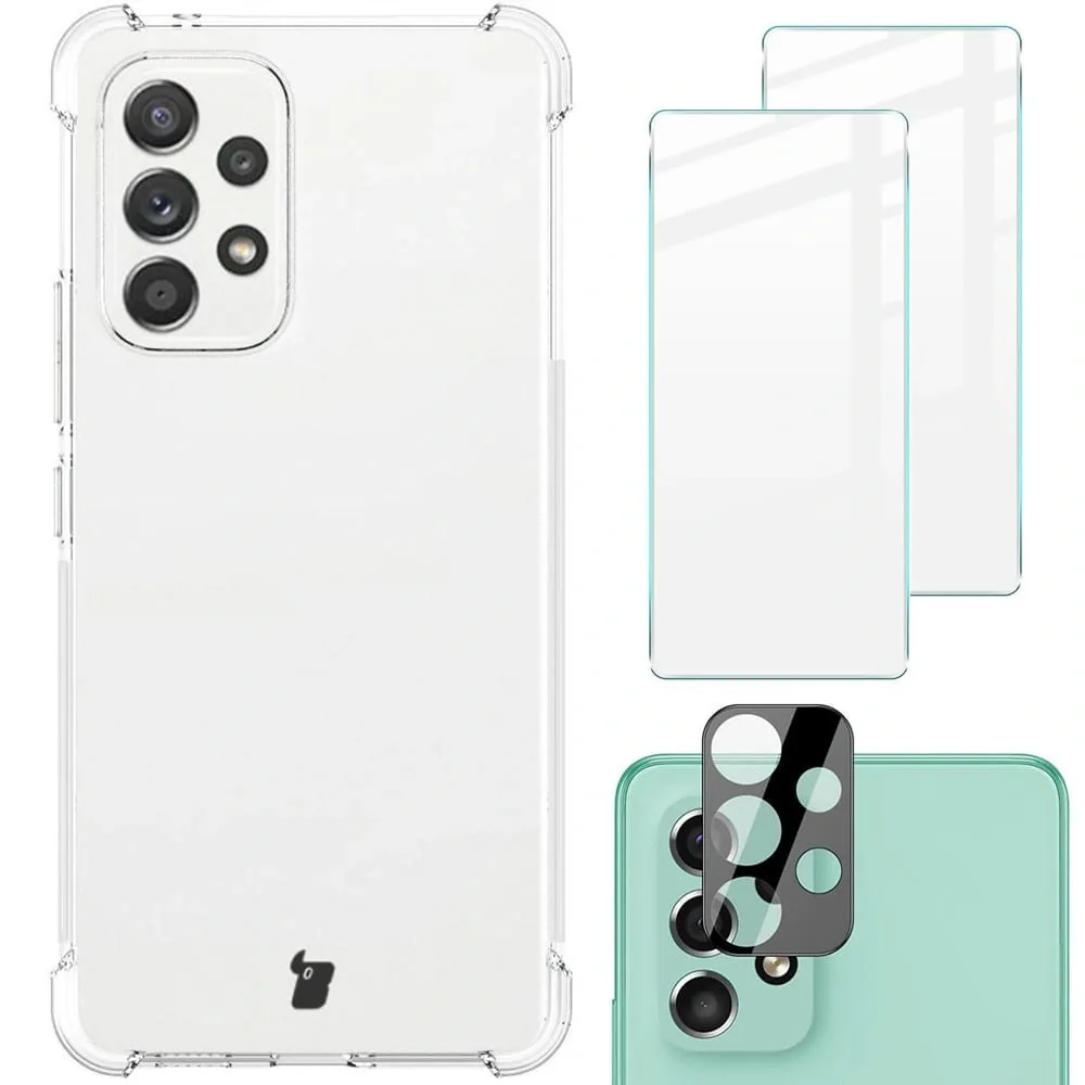 Kryt Bizon Case Clear Pack case + 2x screen glass + lens glass Samsung Galaxy A53 5G clear