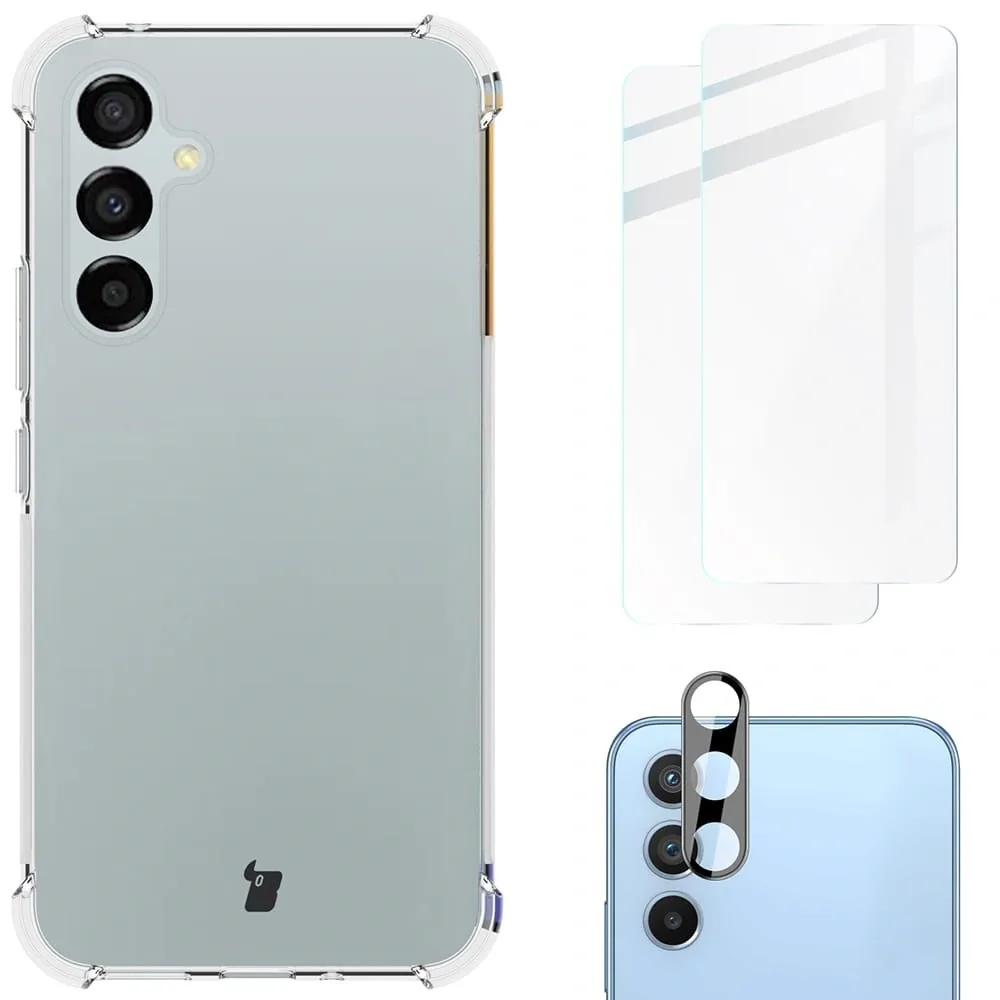 Kryt Bizon Case Clear Pack case + 2x screen glass + lens glass Samsung Galaxy A54 5G clear