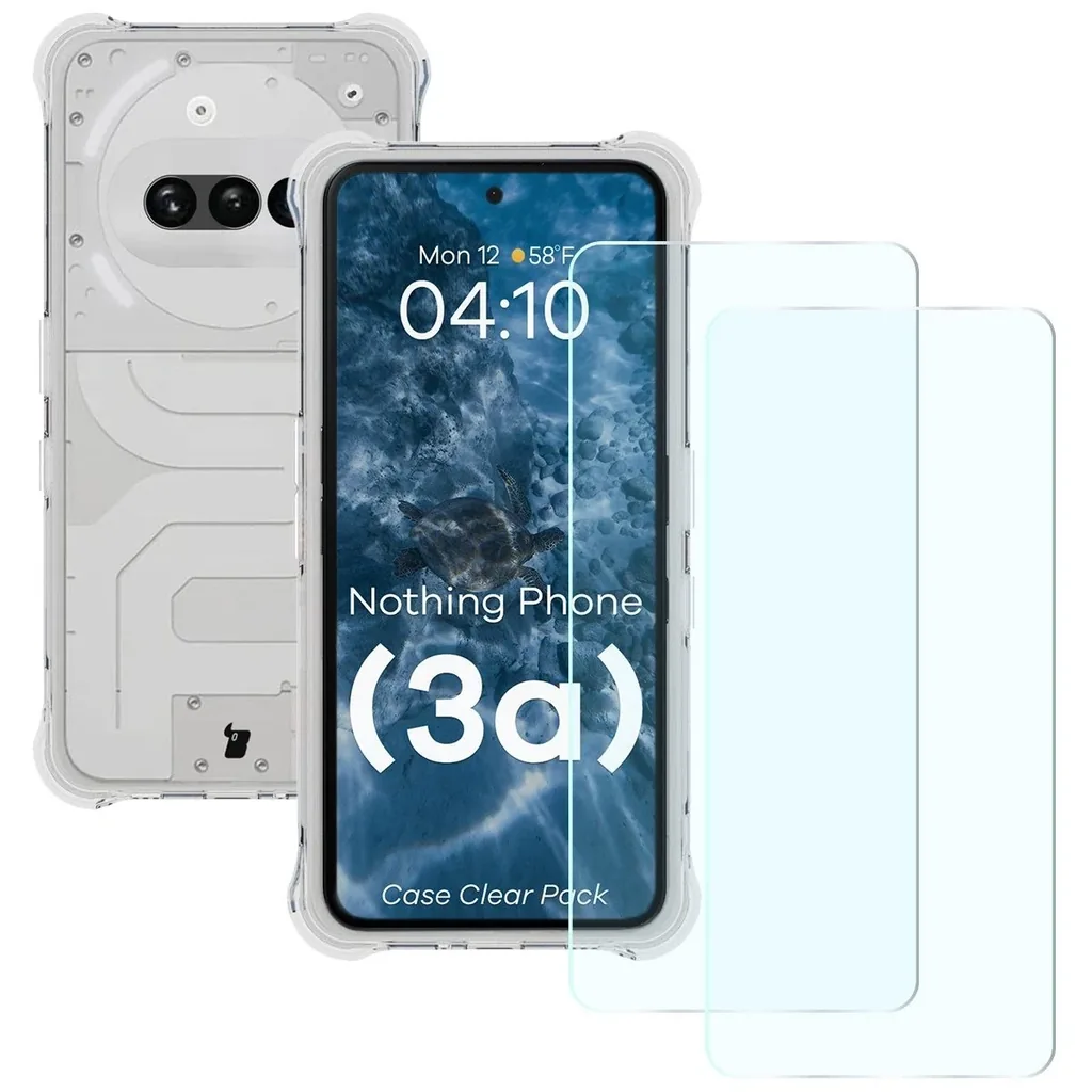 Kryt Bizon Case Clear Pack case + 2x screen glass Nothing Phone (3a)