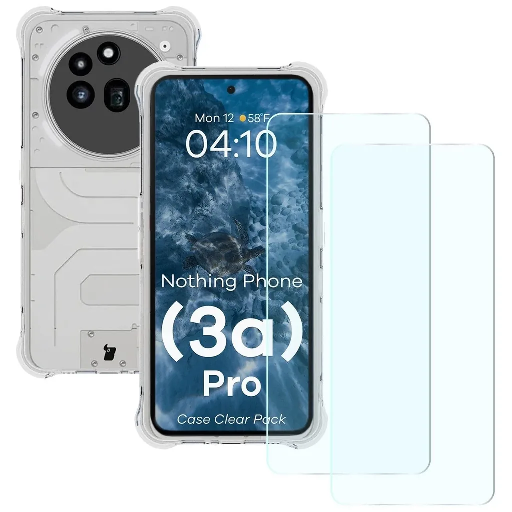 Kryt Bizon Case Clear Pack case + 2x screen glass Nothing Phone (3a) Pro