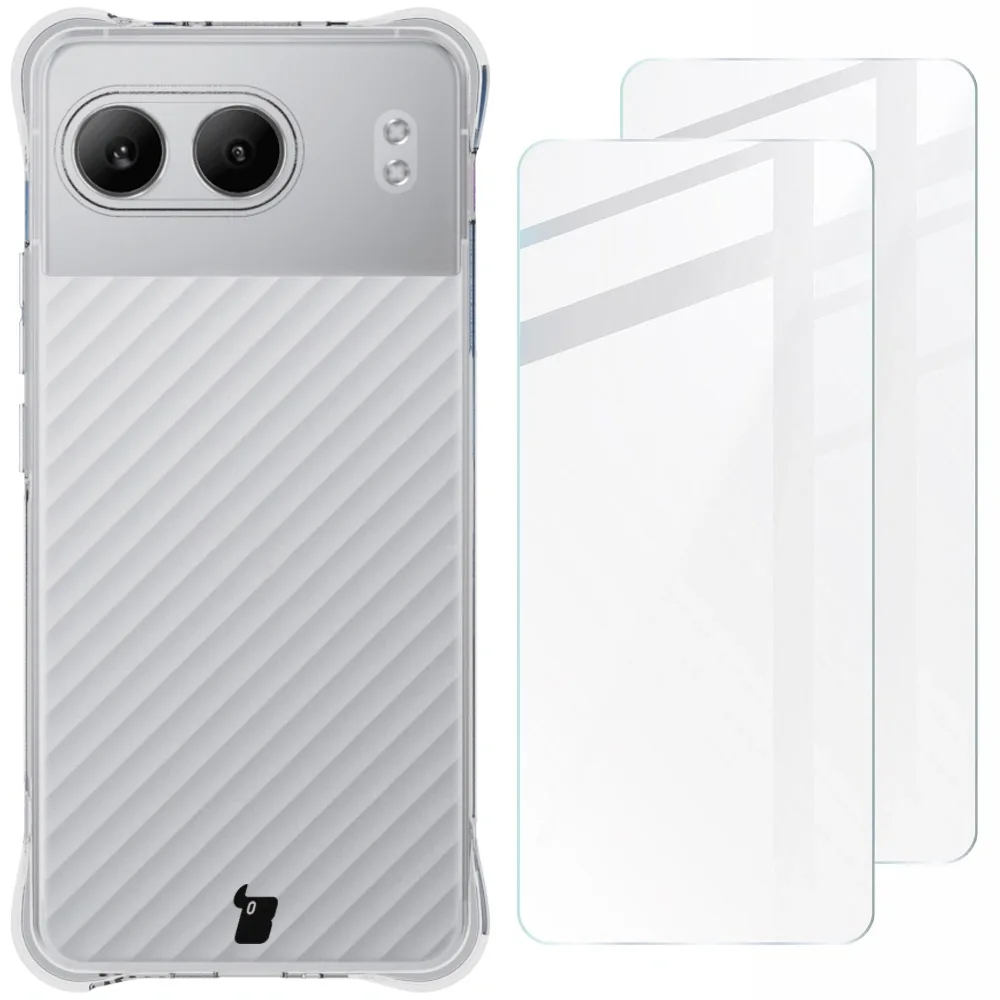 Kryt Bizon Case Clear Pack case + 2x screen glass OnePlus Nord 4 clear