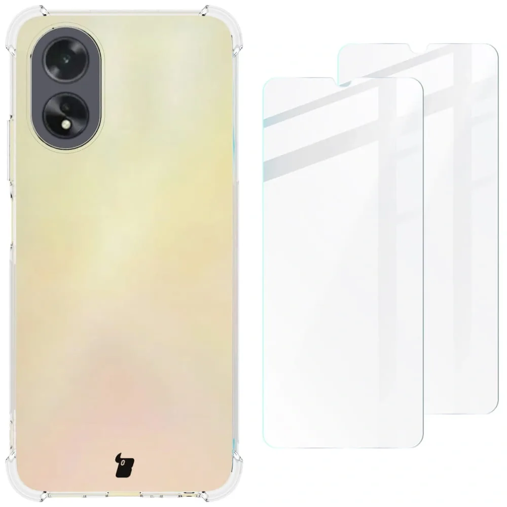 Kryt Bizon Case Clear Pack case + 2x screen glass Oppo A38 4G clear