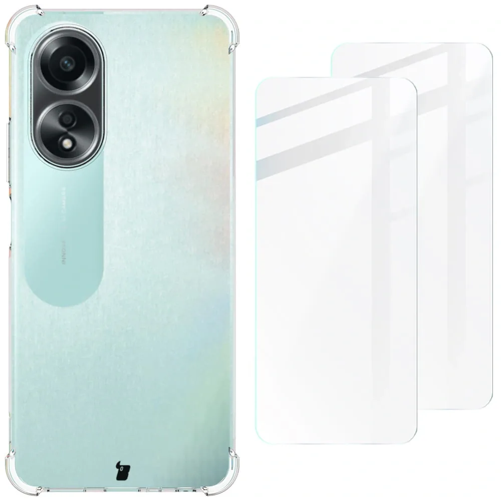 Kryt Bizon Case Clear Pack case + 2x screen glass Oppo A58 4G clear