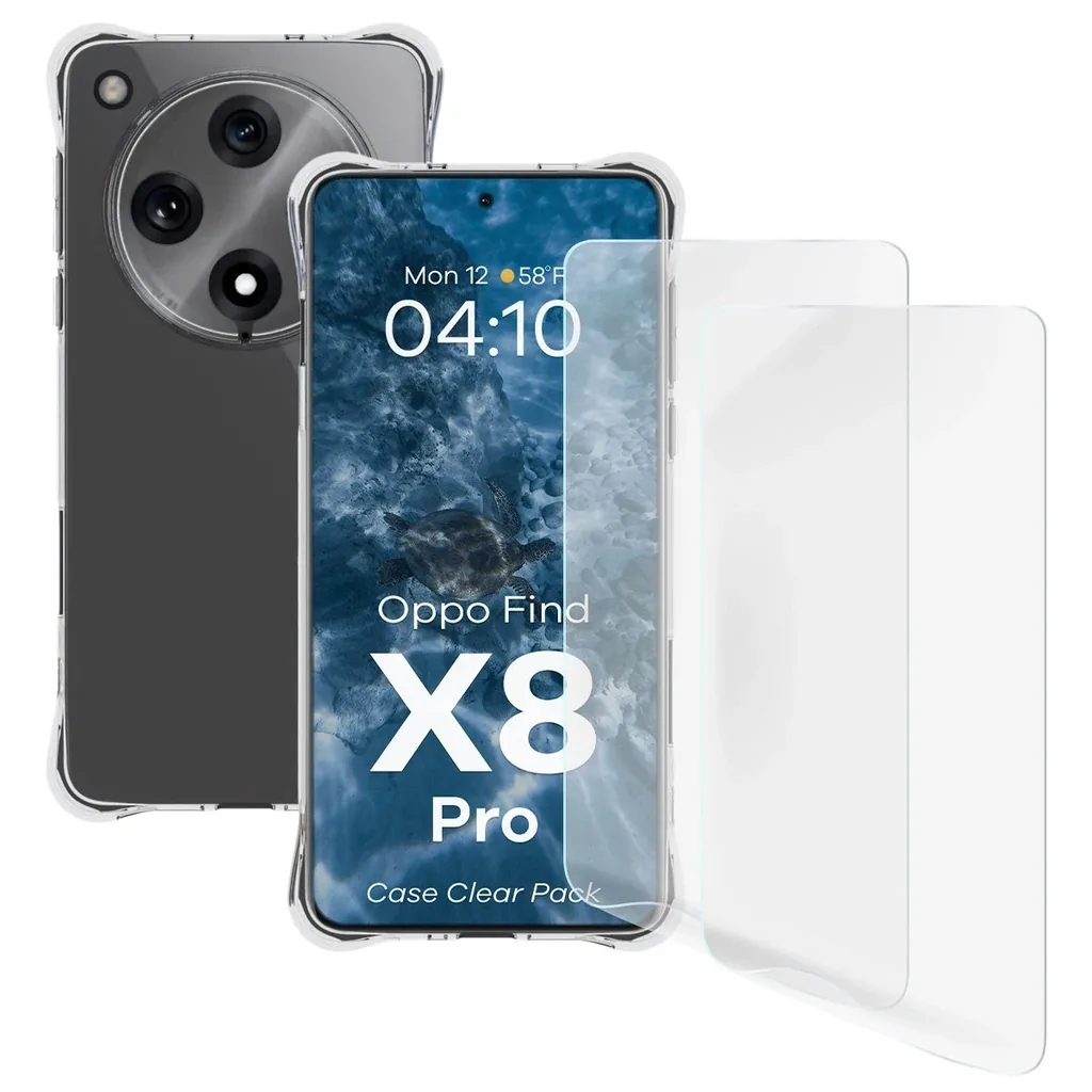 Kryt Bizon Case Clear Pack case + 2x screen glass Oppo Find X8 Pro