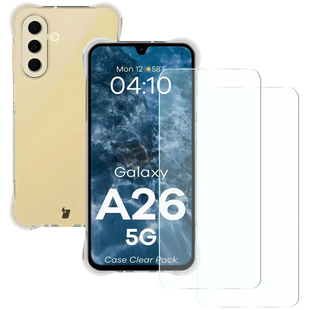 Kryt Bizon Case Clear Pack case + 2x screen glass Samsung Galaxy A26 5G