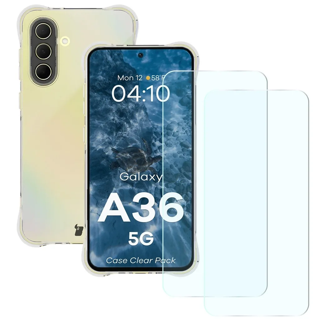 Kryt Bizon Case Clear Pack case + 2x screen glass Samsung Galaxy A36 5G