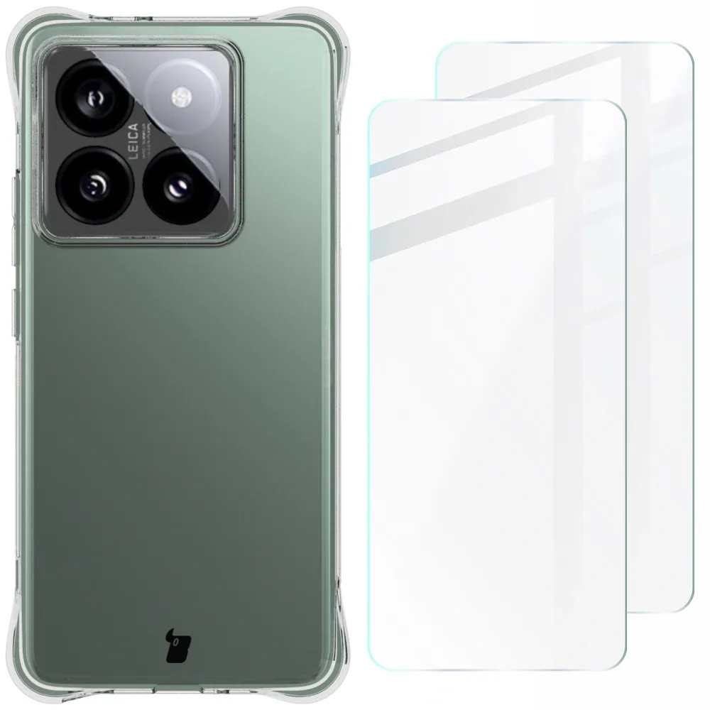 Kryt Bizon Case Clear Pack case + 2x screen glass Xiaomi 14T Pro clear
