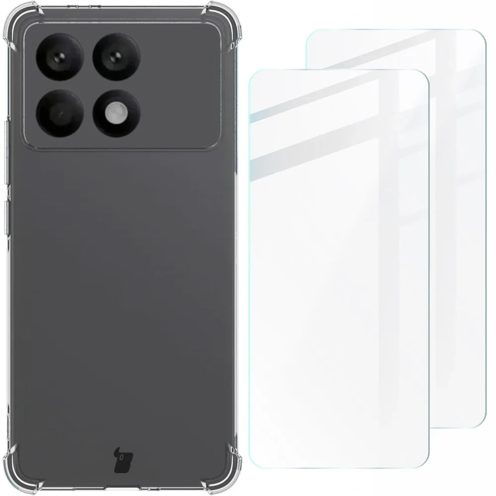 Kryt Bizon Case Clear Pack case + 2x screen glass Xiaomi Poco F6 Pro clear
