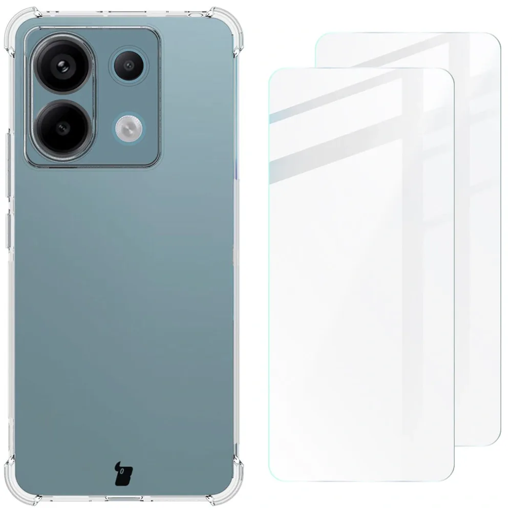 Kryt Bizon Case Clear Pack case + 2x screen glass Xiaomi Poco X6 / Redmi Note 13 Pro 5G clear