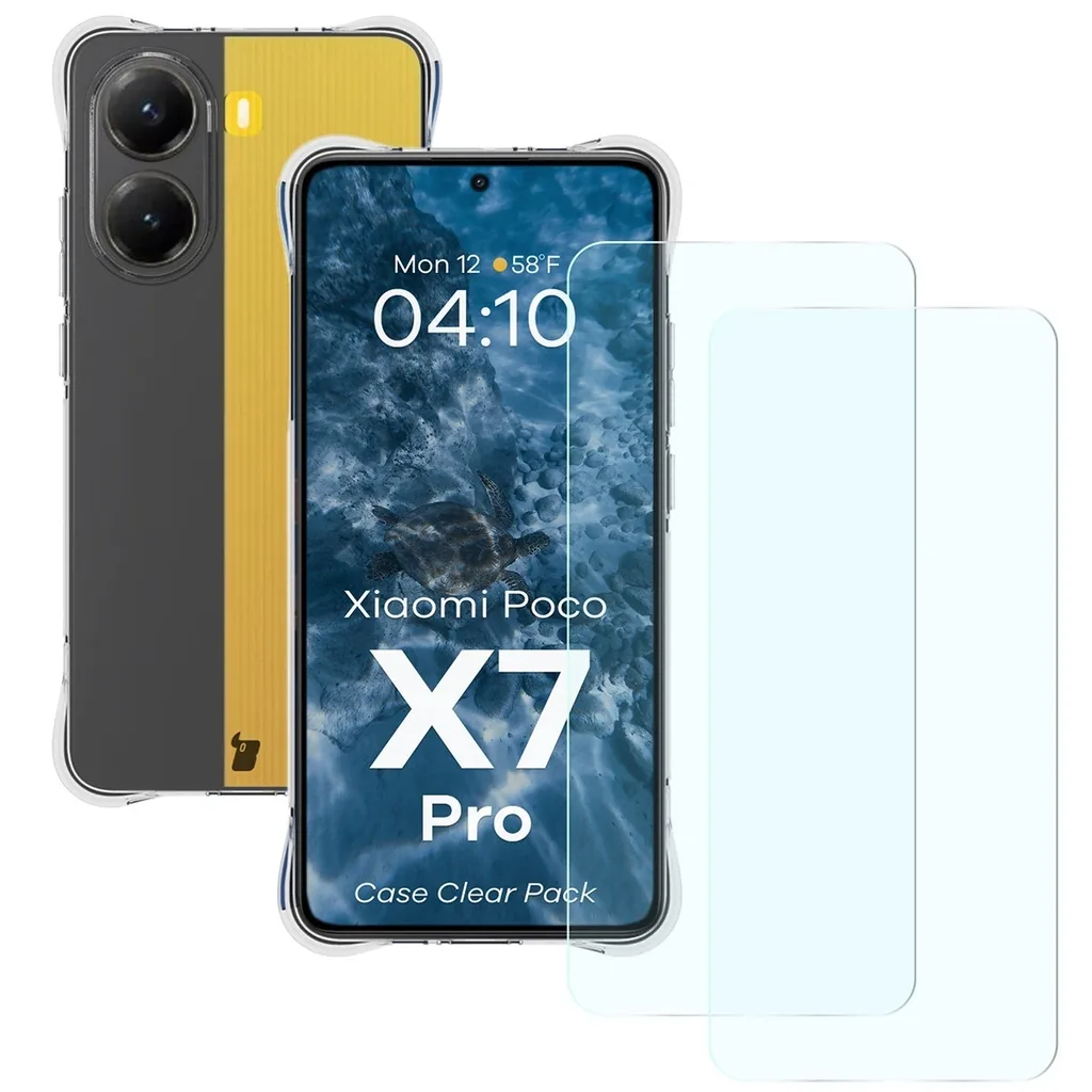 Kryt Bizon Case Clear Pack case + 2x screen glass Xiaomi POCO X7 Pro