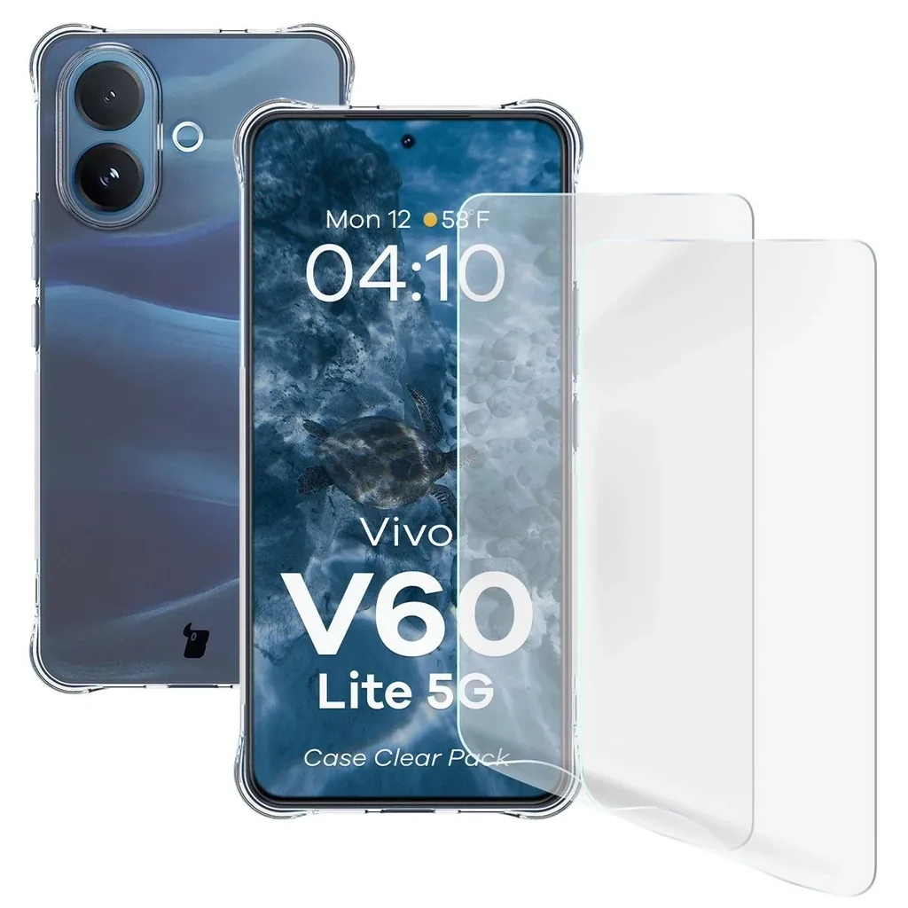 Kryt Bizon Case Clear Pack case + 2x screen protector Vivo V60 Lite 5G