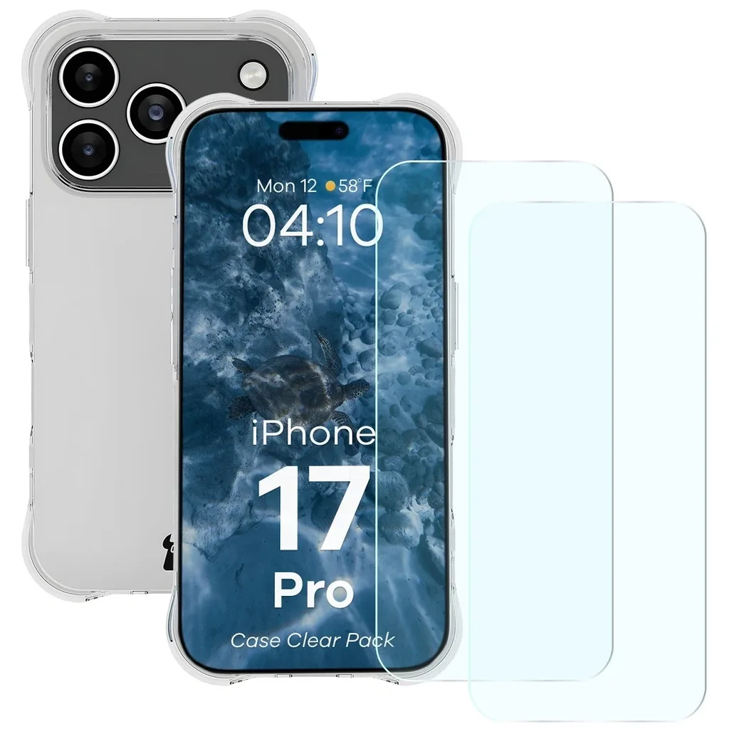 Kryt Bizon Case Clear Pack case + 2x tempered glass Apple iPhone 17 Pro
