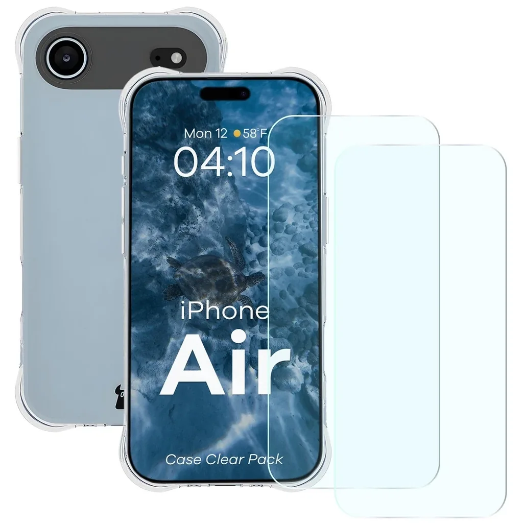 Kryt Bizon Case Clear Pack case + 2x tempered glass Apple iPhone Air