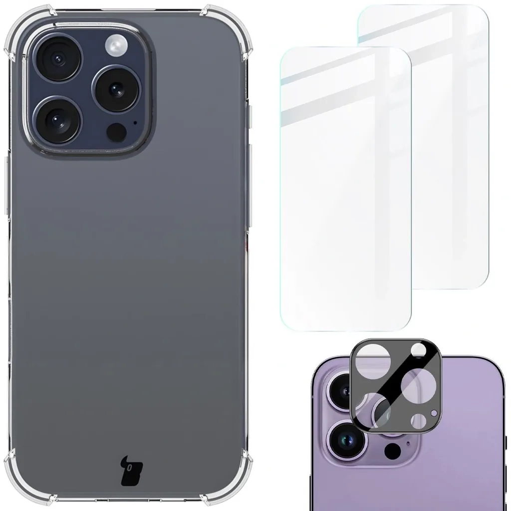 Kryt Bizon Case Clear Pack case + 2x tempered glass + lens glass Apple iPhone 16 Pro