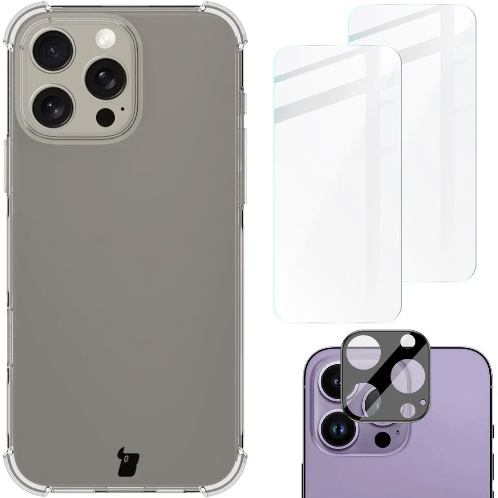 Kryt Bizon Case Clear Pack case + 2x tempered glass + lens glass Apple iPhone 16 Pro Max