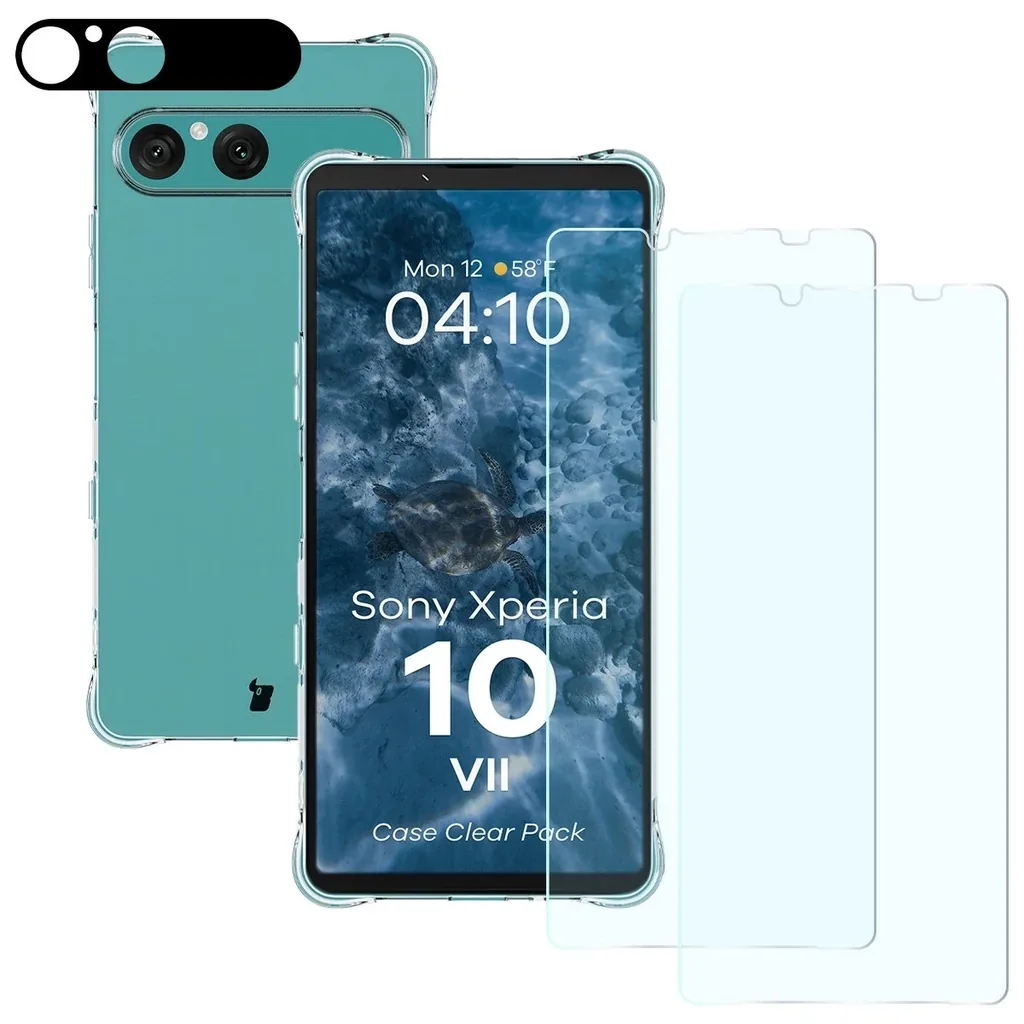 Kryt Bizon Case Clear Pack case + 2x tempered glass + lens glass Sony Xperia 10 VII