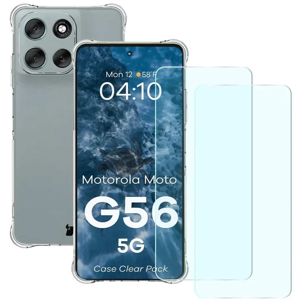 Kryt Bizon Case Clear Pack case + 2x tempered glass Motorola Moto G56 5G