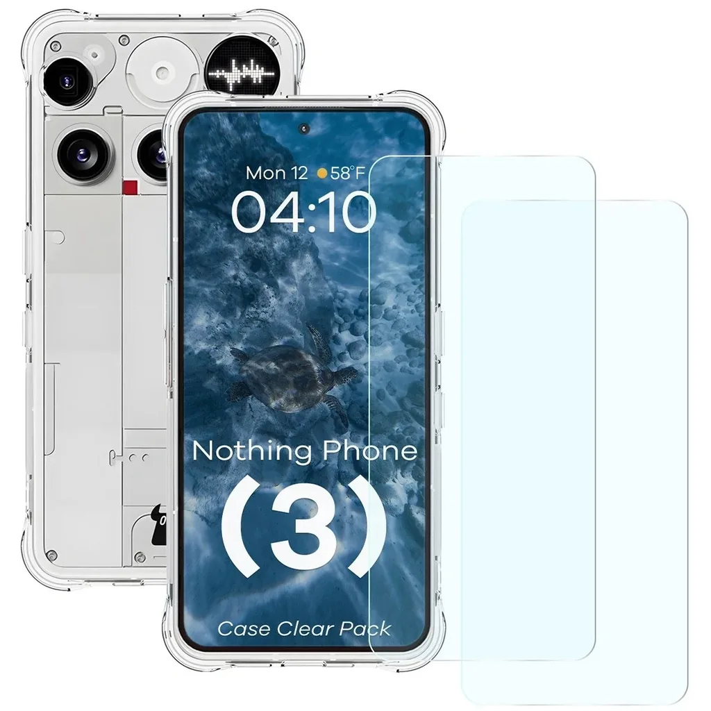 Kryt Bizon Case Clear Pack case + 2x tempered glass Nothing Phone (3)