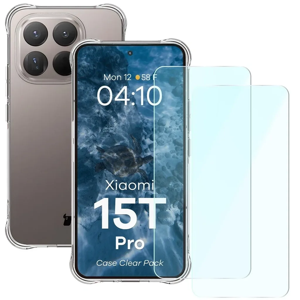 Kryt Bizon Case Clear Pack case + 2x tempered glass Xiaomi 15T Pro