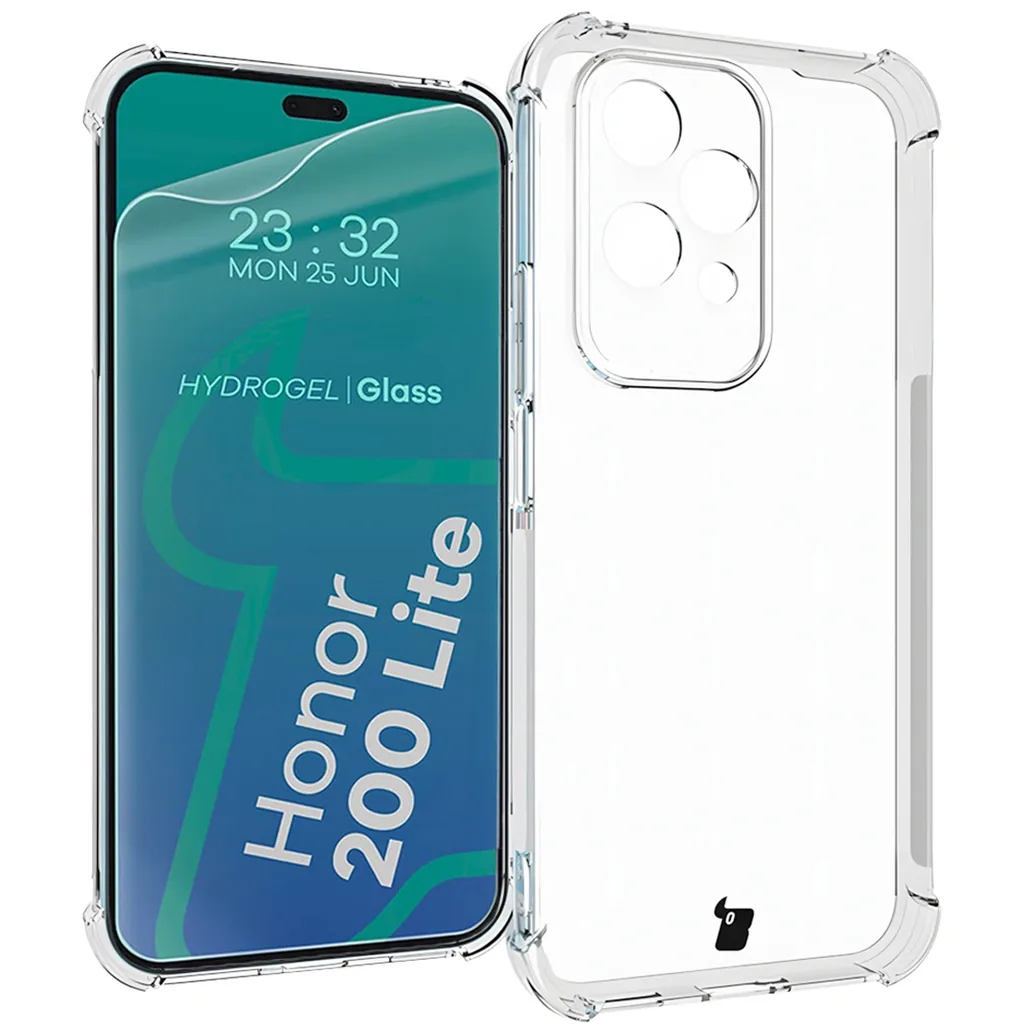 Kryt Bizon Case Clear Pack flexible case + 2x screen film Honor 200 Lite clear