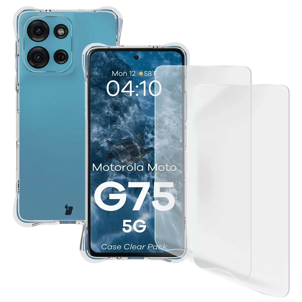 Kryt Bizon Case Clear Pack flexible case + 2x screen film Motorola Moto G75 5G
