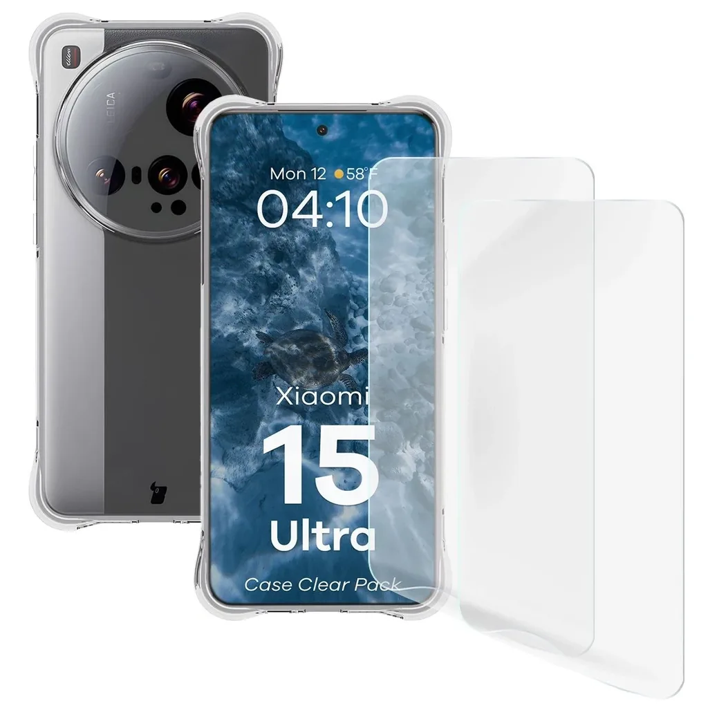 Kryt Bizon Case Clear Pack flexible case + 2x screen film Xiaomi 15 Ultra