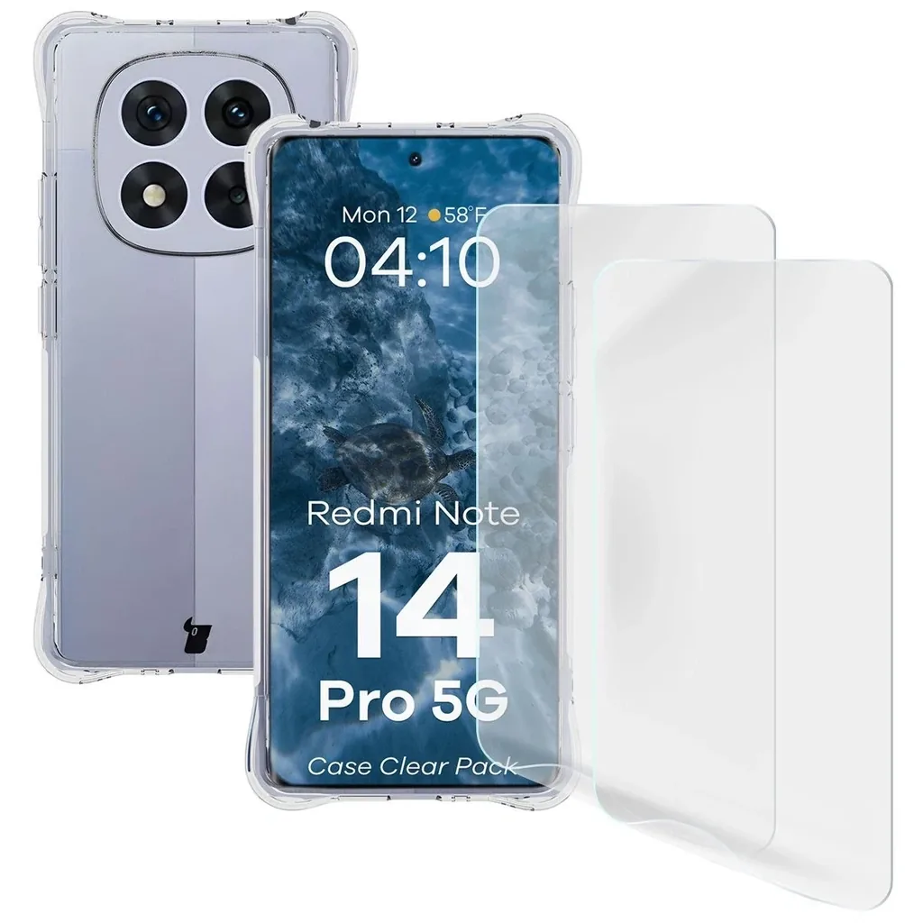 Kryt Bizon Case Clear Pack flexible case + 2x screen film Xiaomi Redmi Note 14 Pro 5G