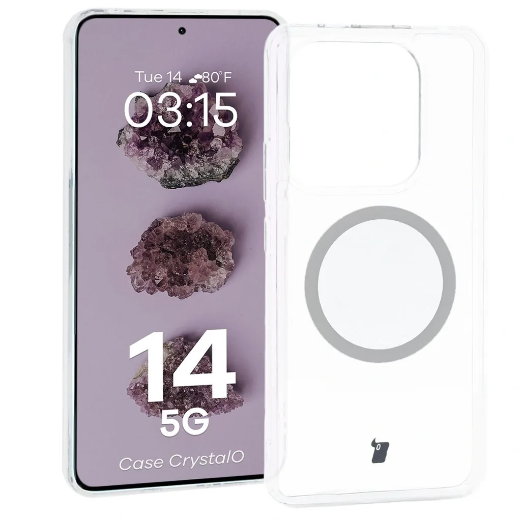 Kryt Bizon Case CrystalO Magnetic Xiaomi Redmi Note 14 5G clear