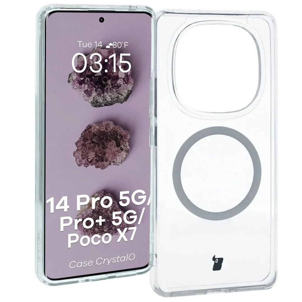 Kryt Bizon Case CrystalO Magnetic Xiaomi Redmi Note 14 Pro 5G / 14 Pro+ 5G / Poco X7 clear