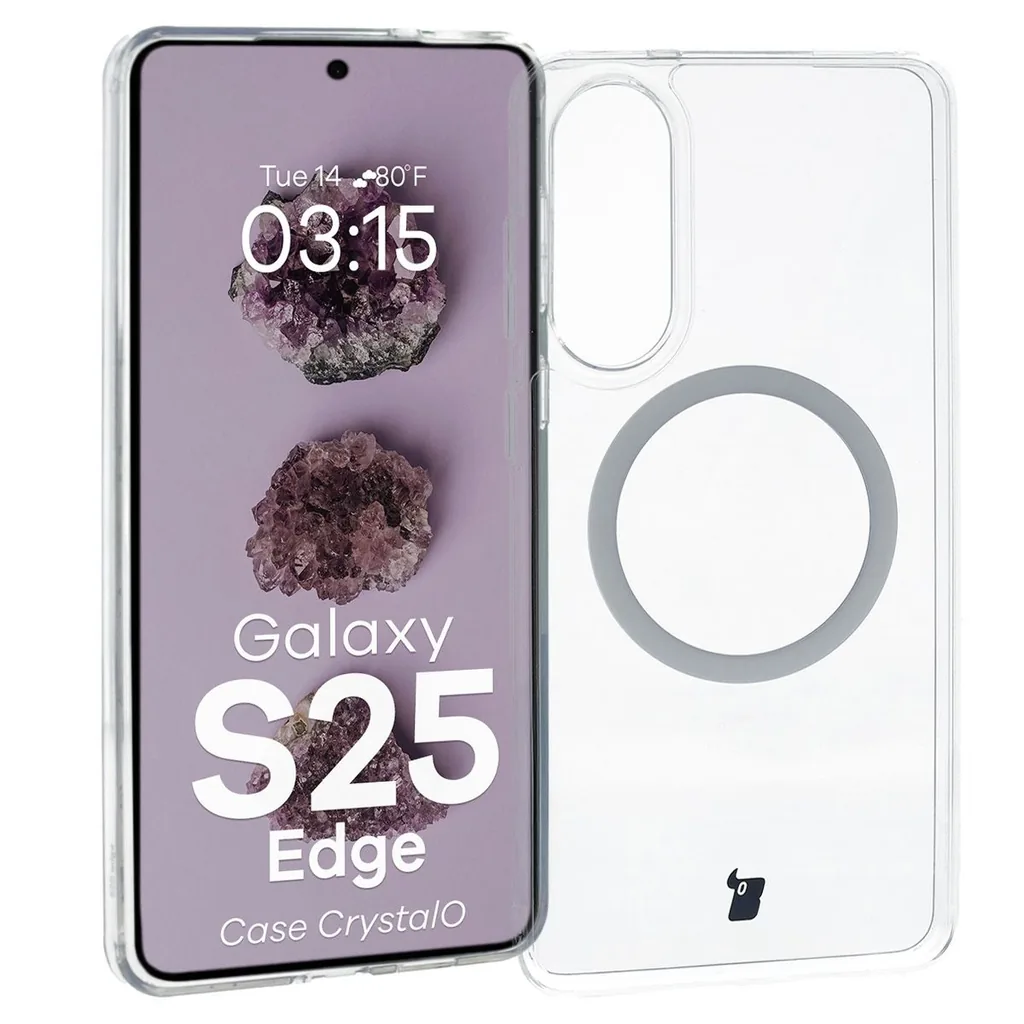 Kryt Bizon Case CrystalO with magnetic ring Samsung Galaxy S25 Edge clear