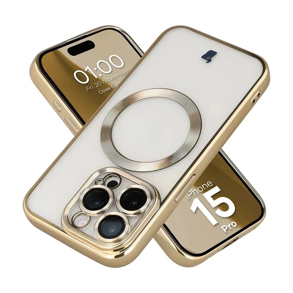 Kryt Bizon Case GuardO Magnetic Apple iPhone 15 Pro, clear-gold