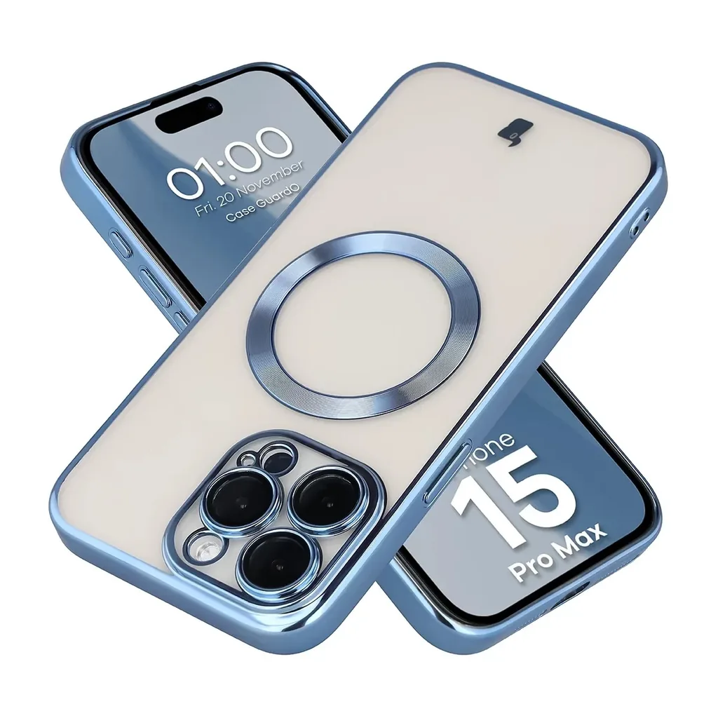 Kryt Bizon Case GuardO Magnetic Apple iPhone 15 Pro Max, clear-blue