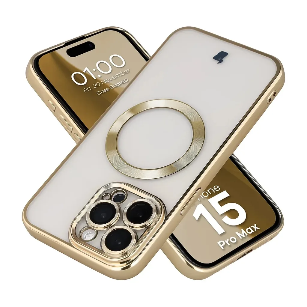 Kryt Bizon Case GuardO Magnetic Apple iPhone 15 Pro Max, clear-gold