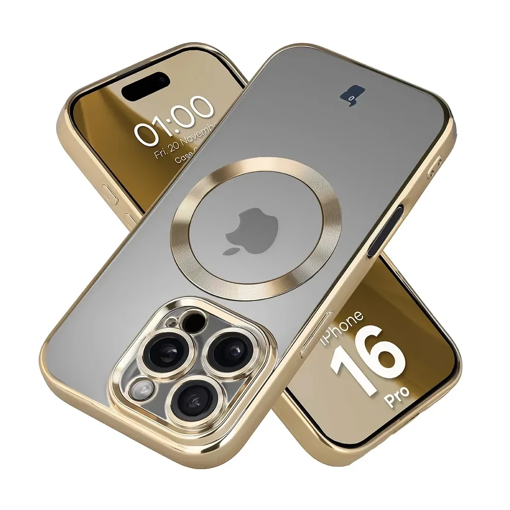 Kryt Bizon Case GuardO Magnetic Apple iPhone 16 Pro, clear-gold