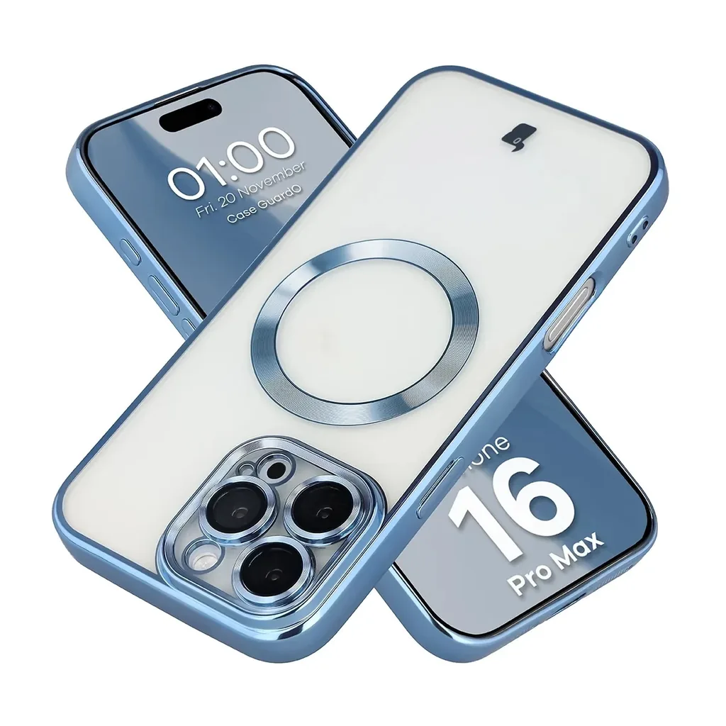 Kryt Bizon Case GuardO Magnetic Apple iPhone 16 Pro Max, clear-blue