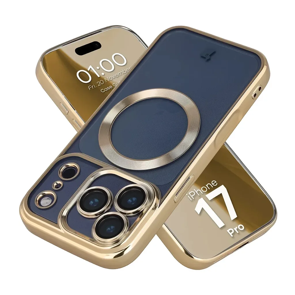 Kryt Bizon Case GuardO Magnetic Apple iPhone 17 Pro, clear-gold