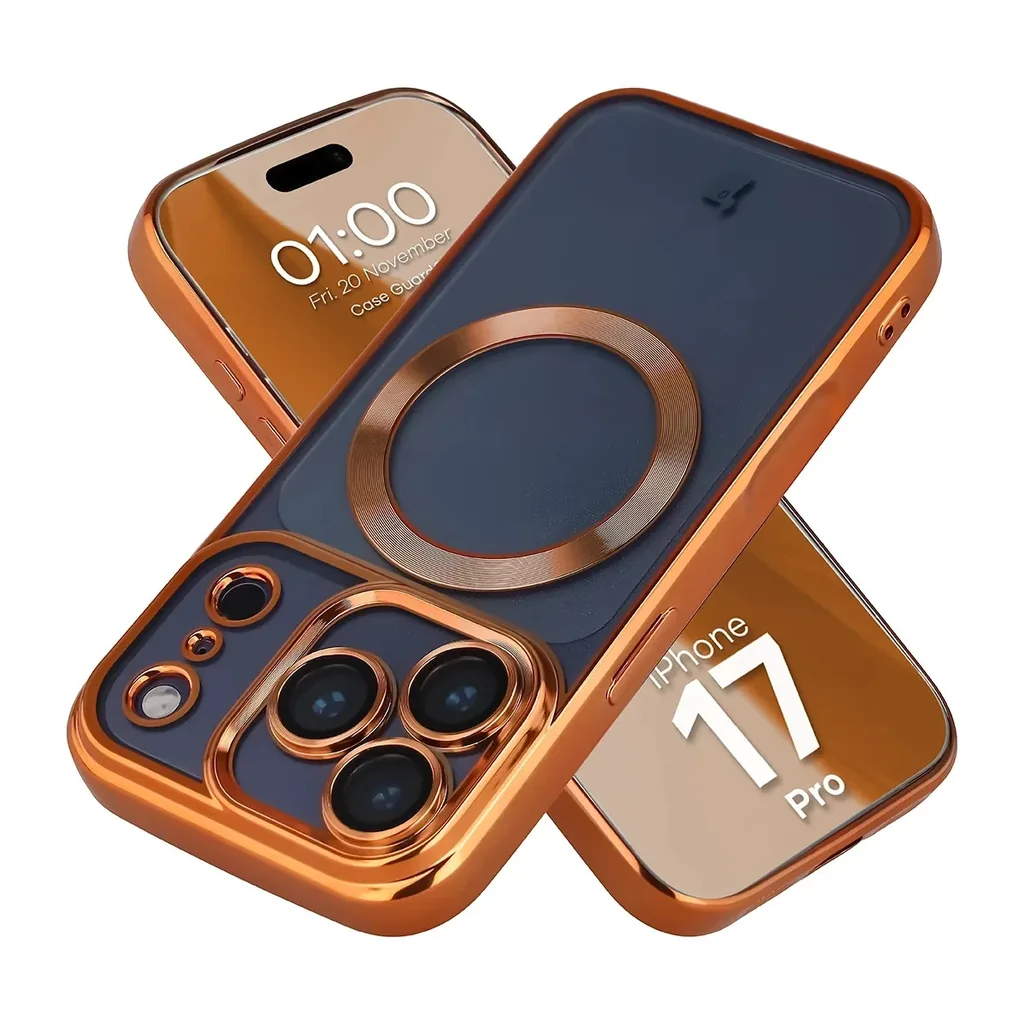 Kryt Bizon Case GuardO Magnetic Apple iPhone 17 Pro, clear-orange