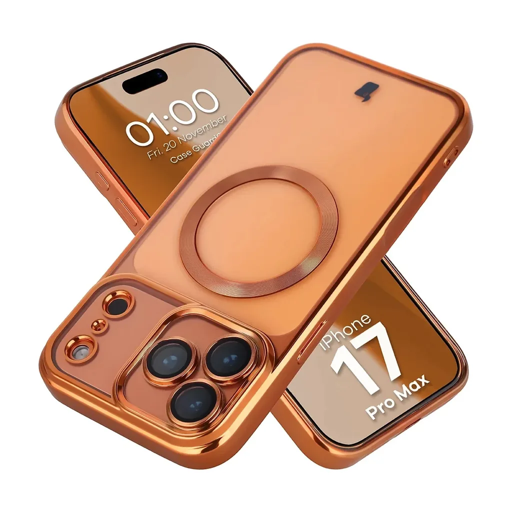 Kryt Bizon Case GuardO Magnetic Apple iPhone 17 Pro Max, clear-orange