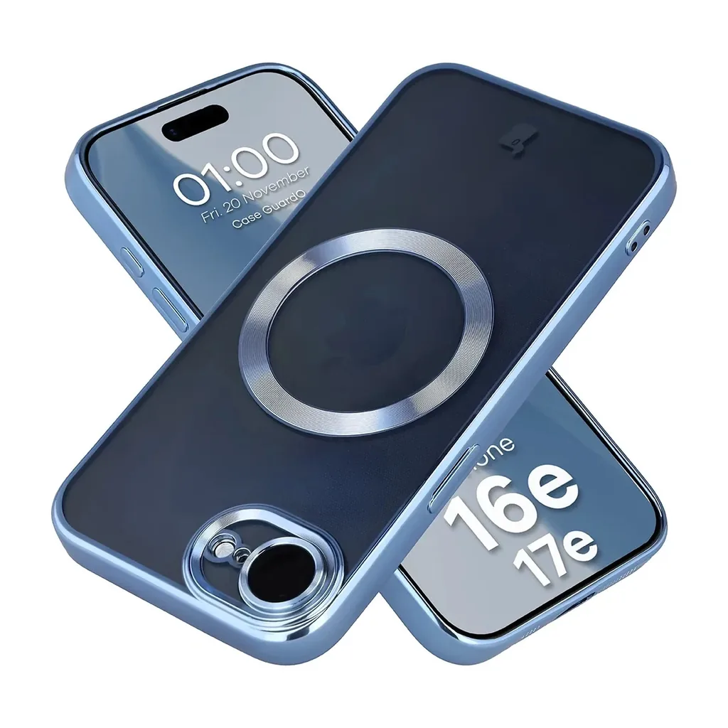 Kryt Bizon Case GuardO Magnetic Apple iPhone 17e / 16e, clear-blue
